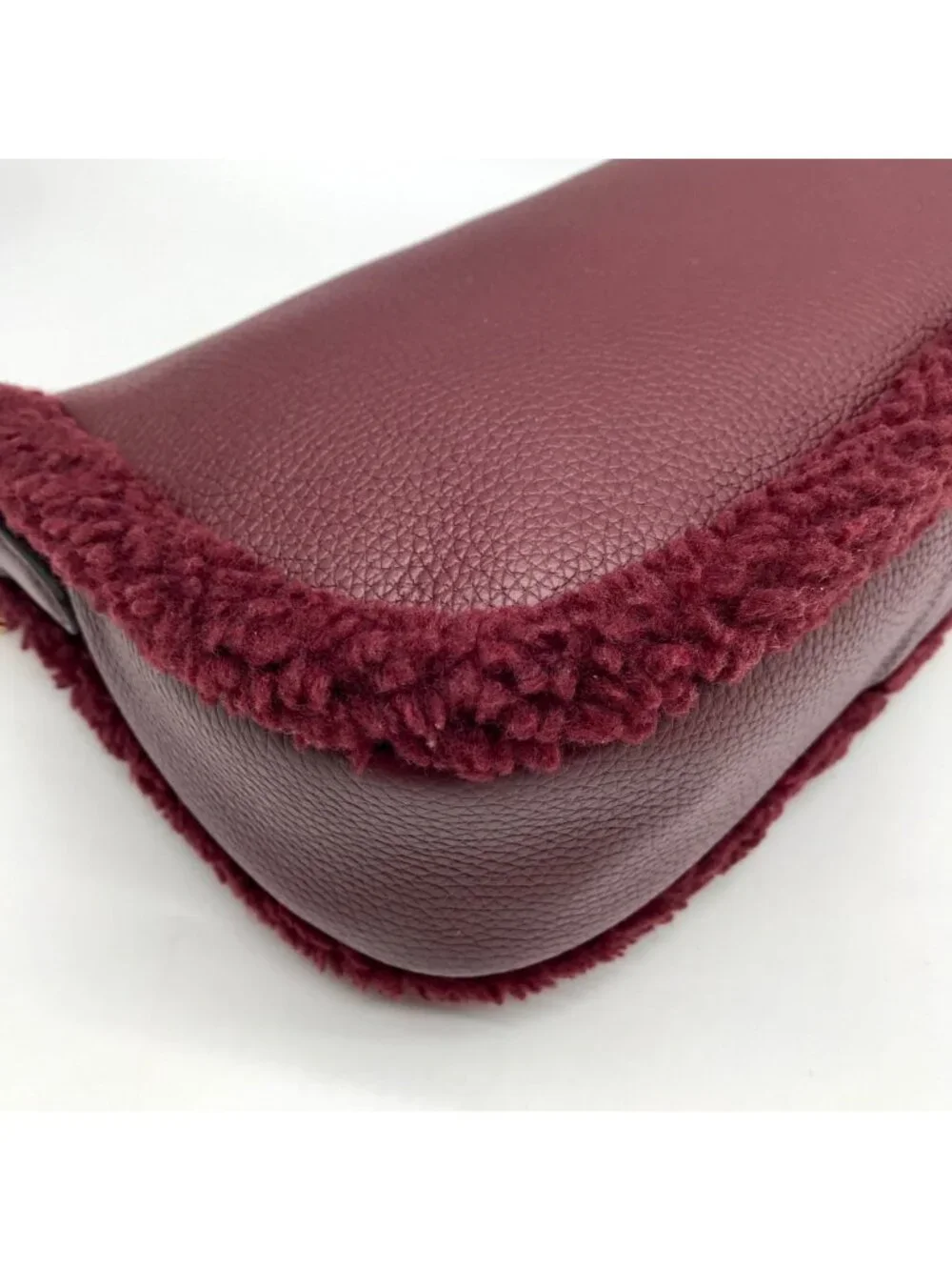 Michael Kors Oxblood Pebbled Leather Carmela Pouchette Crossbody Bag